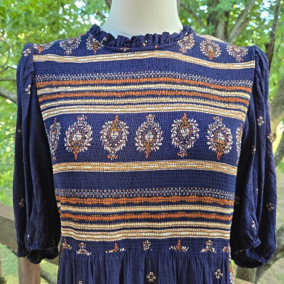Matilda Jane Good Hart Boho Western Yellowstone Geo Print Smocked Midi Dress S - Picture 3 of 12